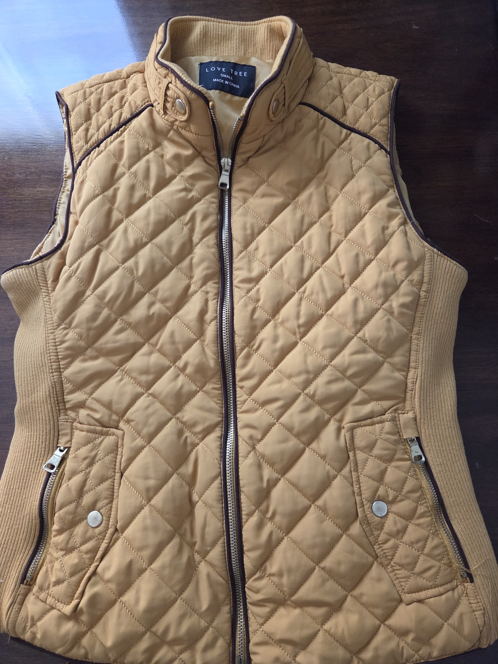 Love Tree Quilted Mustard-Tan Vest